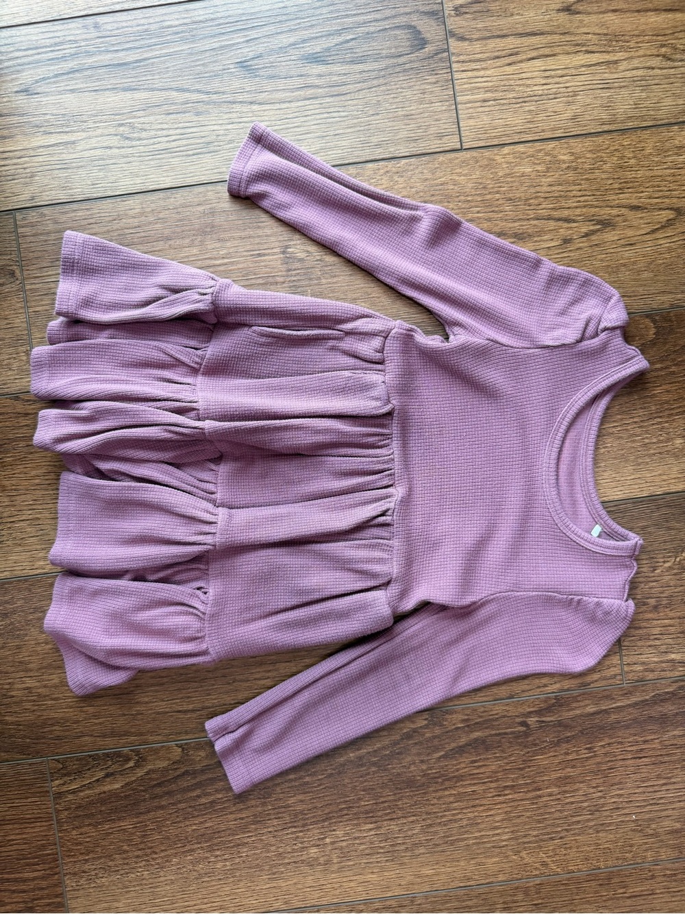 Little Sleepies Mauve Waffle Knit Tiered Peplum Dress